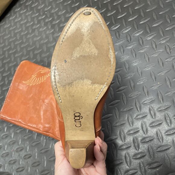 Vintage RARE 1970s Tall Leather Dingo Stacked Heel Boots Embroidered Phoenix 6.5 - Picture 5 of 12